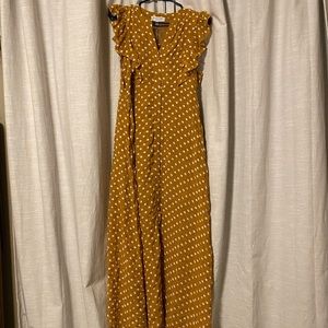 Brown polka dot, half button down dress